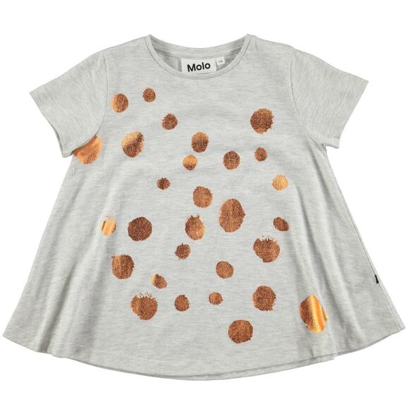 Molo Girls Gray Gold Dot Swing T-shirt size 6 - Picture 1 of 9